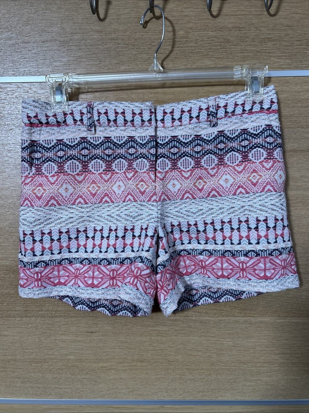 Dalia Pink & White Geometric Patterned Shorts Women's Sz 6 Cotton Blend Tapestry